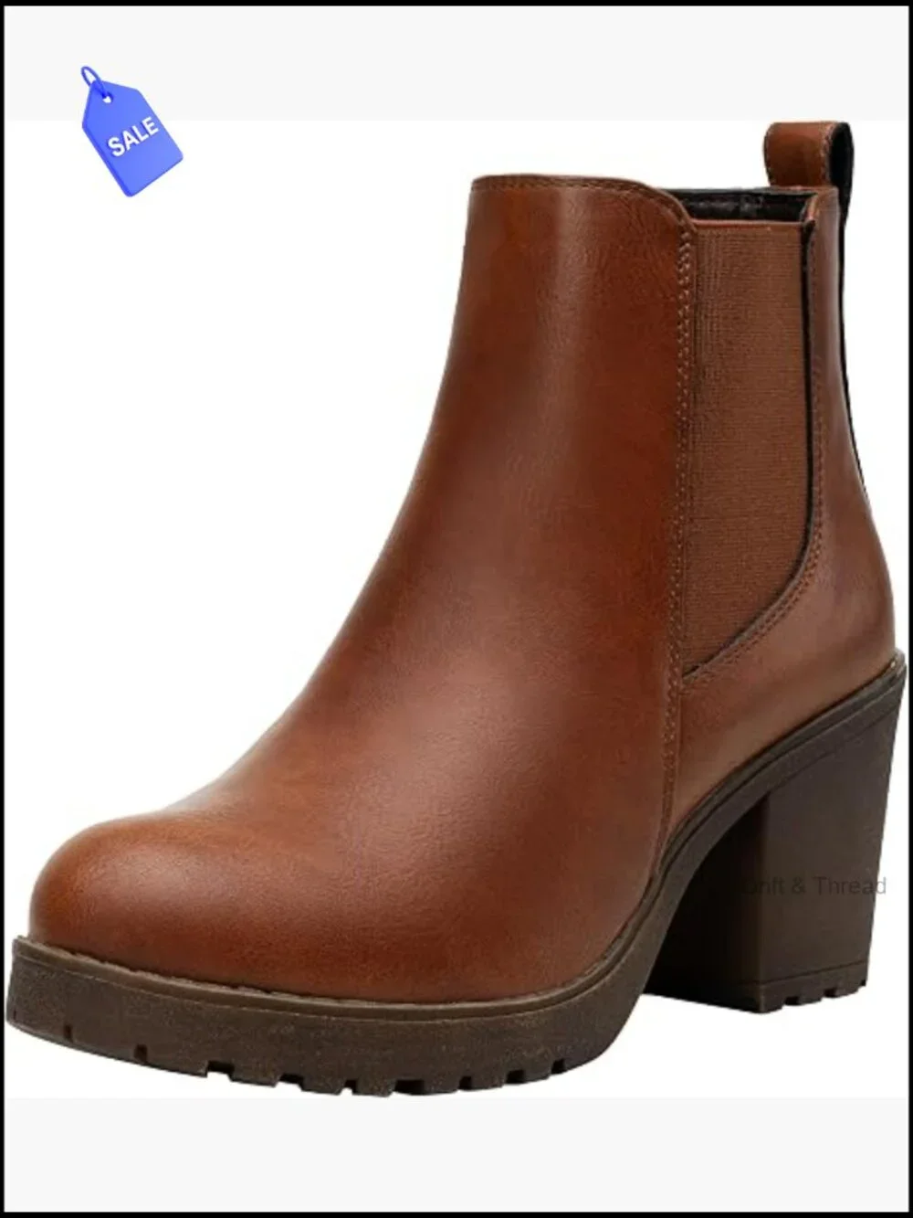 Women's Platform Chelsea Ankle Boots Chunky Heel Booties Round Toe Side Zip